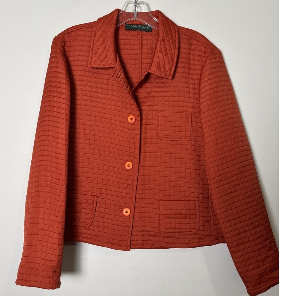 Harve Benard Womens Quilted Blazer L‎ Lightweight Collared Career Casual Travel